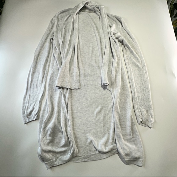 One Grey Day open cardigan lightweight viscose longline drape gray Large - Picture 2 of 11